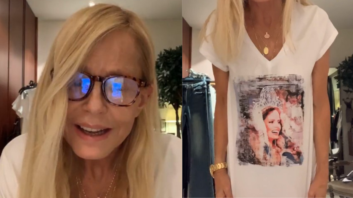 Cecilia Bolocco estrenó colección de poleras con su rostro