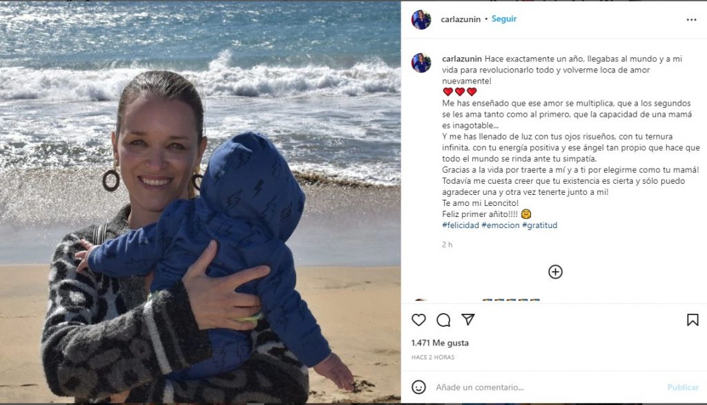 Carla Zunino Enterneció Las Redes Sociales Tras Celebrar El Primer Aniversario De Su Hijo