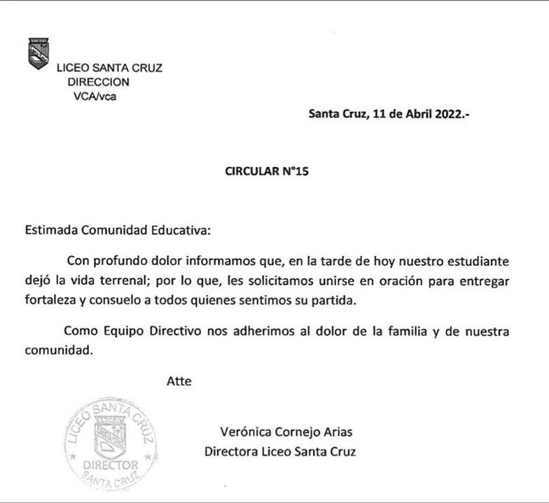 Comunicado Liceo Santa Cruz