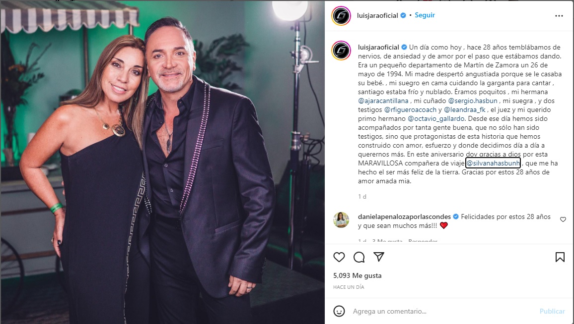 Luis Jara Y Su Esposa Aniversario