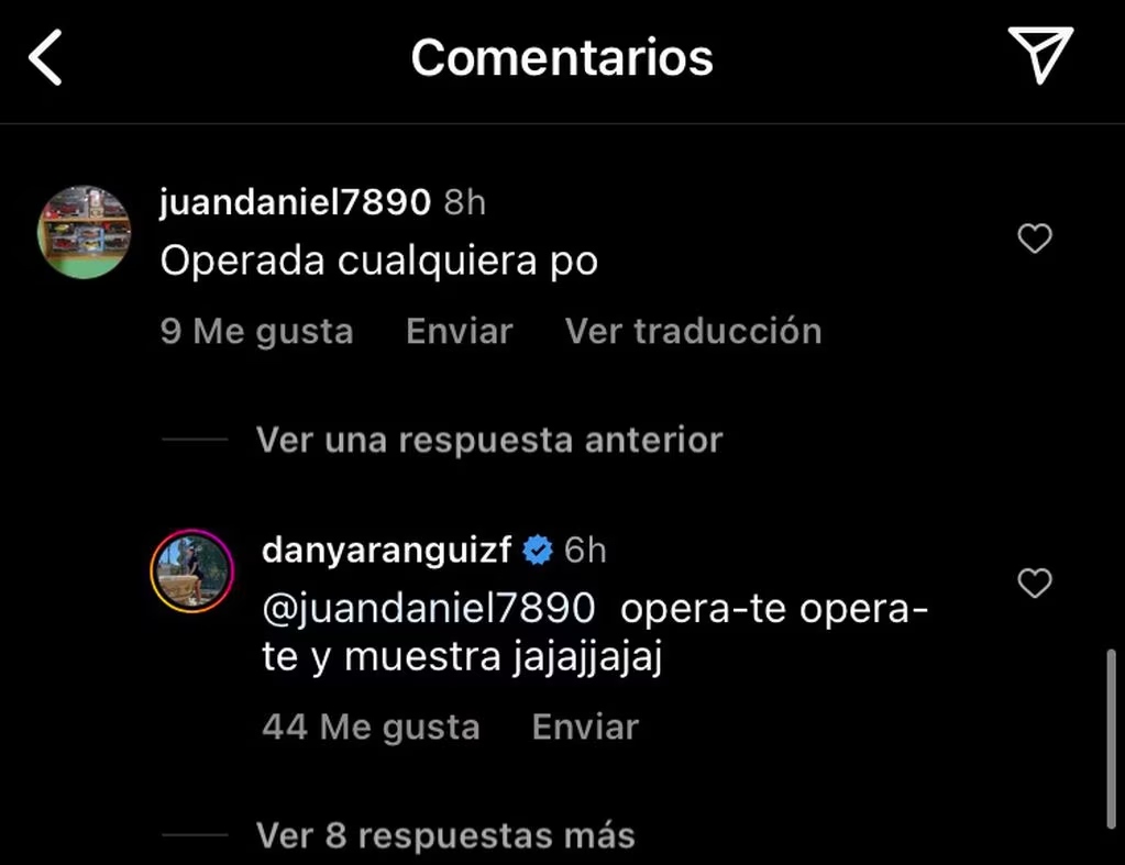 Dany Respuesta Instagram