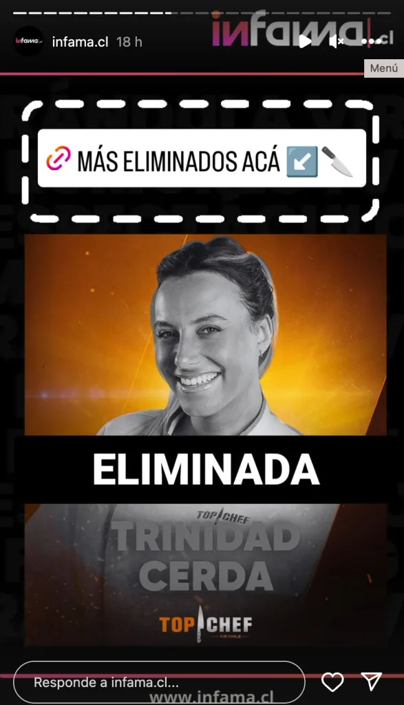 Trinidad Cerda eliminada, según Infama