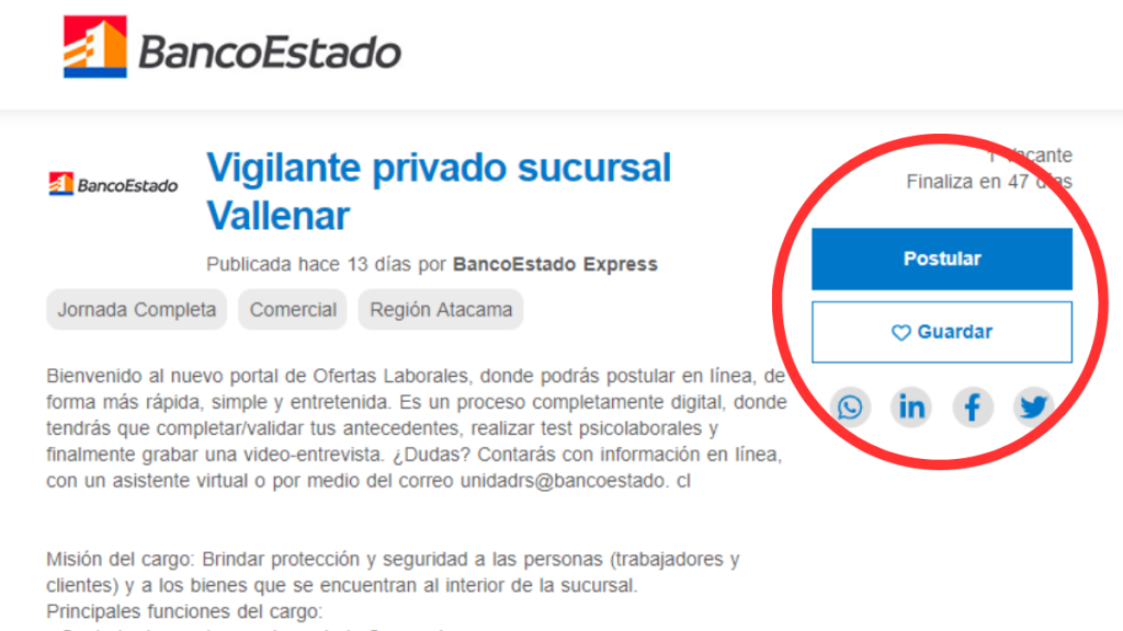 Banco Estado Empleos.