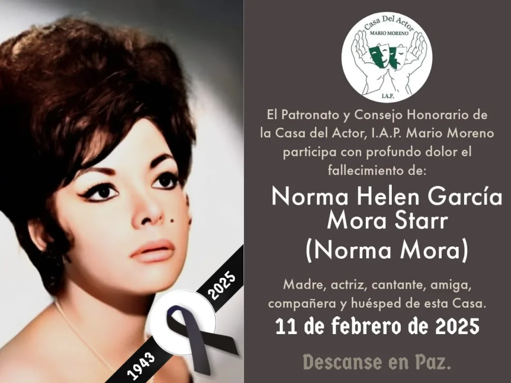 Norma Mora, actriz mexicana fallece a los 81 años. Foto Casa del Actor.