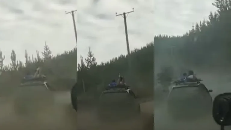 Niños Arriba Del Techo Del Auto