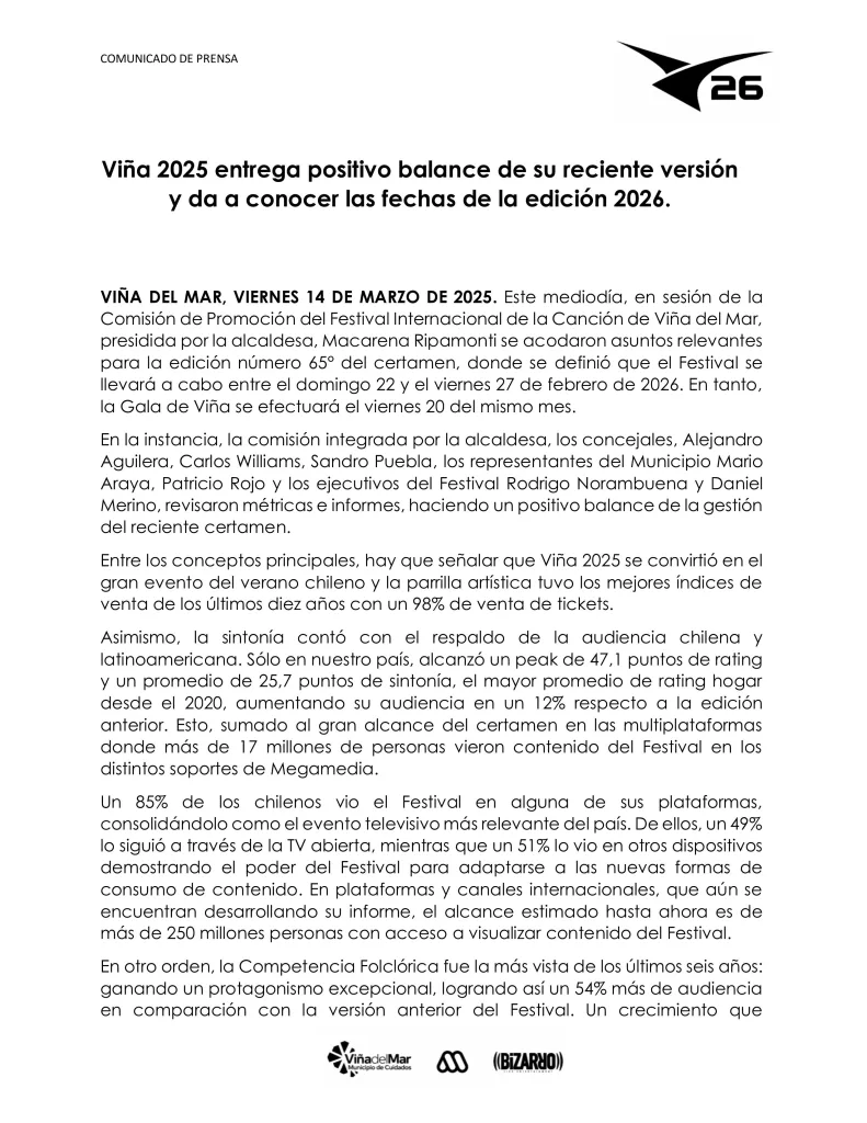 Festival De Viña 2026. 