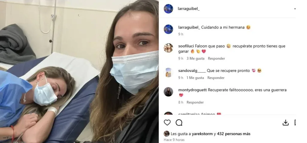 Fotografía de Faloon Larraguibel en una camilla publicada por su hermana Thais. Créditos: Instagram.