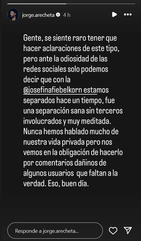 Jorge Arecheta. Historia de Instagram.