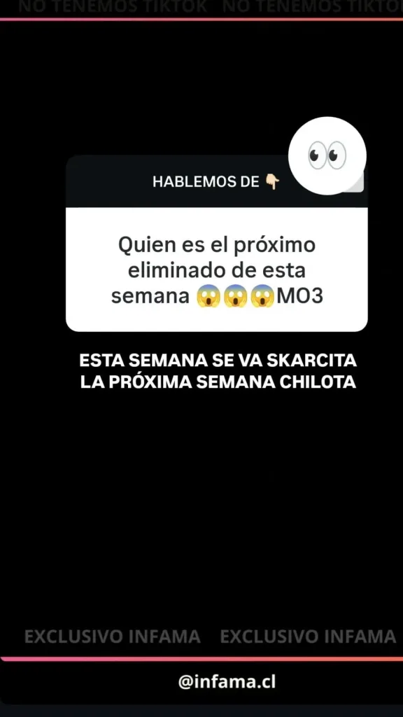 Infama, a través de su canal de Instagram, publicó las filtraciones de Mundos Opuestos