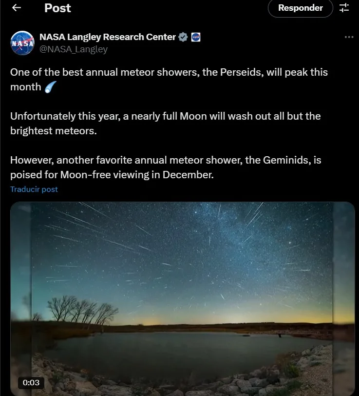 Lluvia de estrellas de la NASA