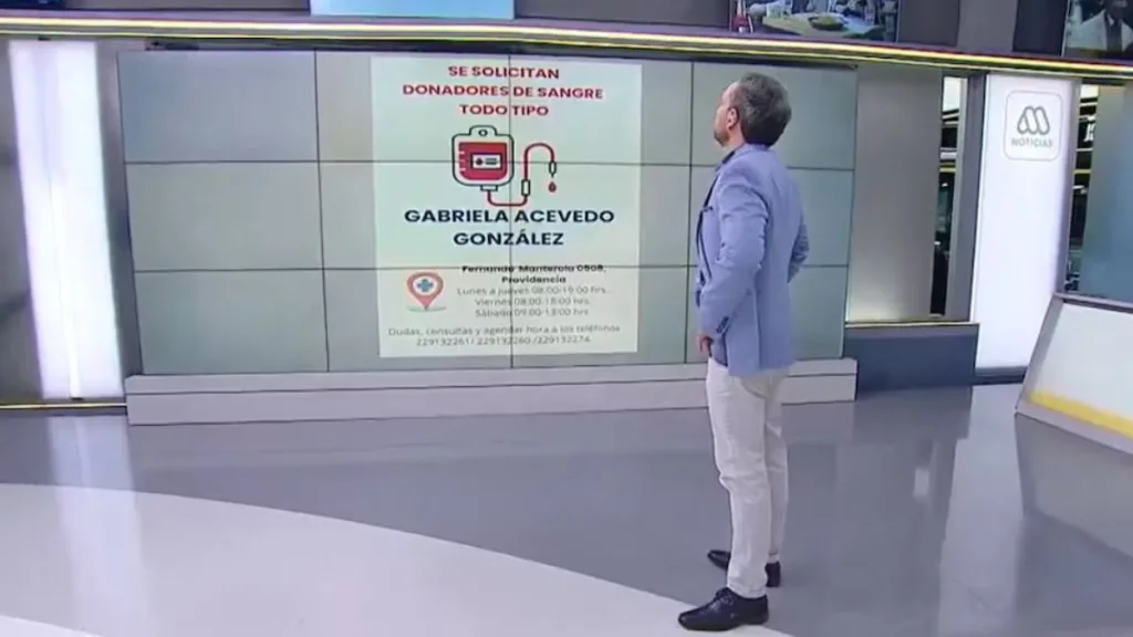 Rodrigo Sepúlveda pide donantes de sangre para Gabriela Acevedo González, directora del programa Meganoticias Alerta.