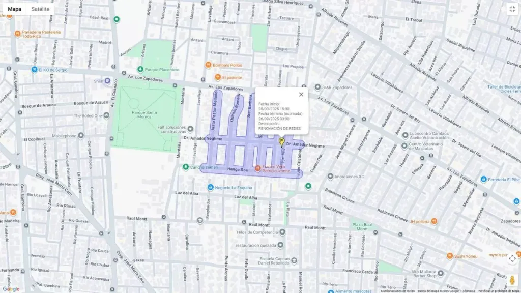Suspensión de agua en Recoleta