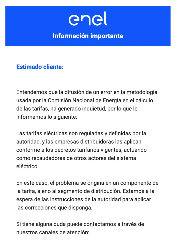 Comunicado ENEL