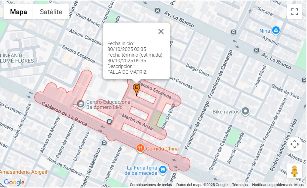 Corte de agua en San Bernardo