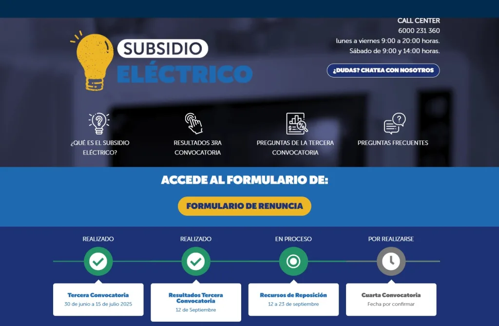 Fecha del cuarto subsidio eléctrico por confirmar