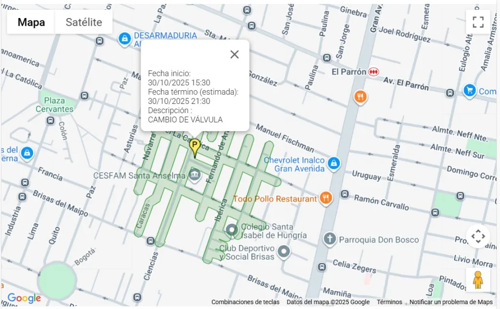 Suspensión de agua en La Cisterna