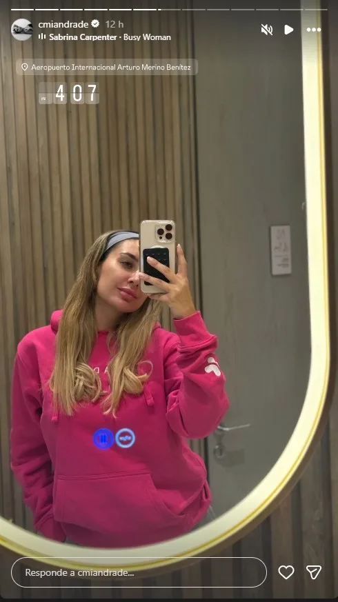 Camila Andrade en el aeropuerto Arturo Merino Benítez