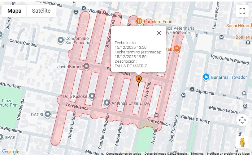 Corte de agua en El Bosque