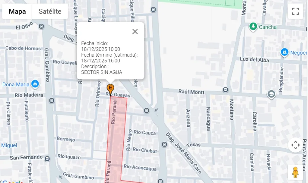 Corte de agua en Recoleta