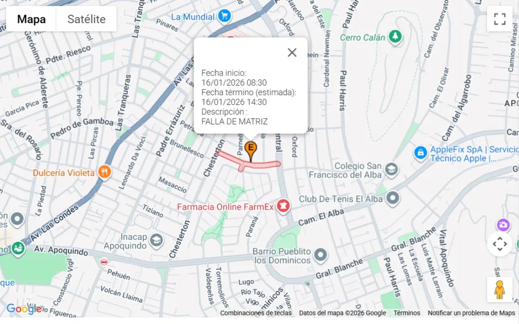 Corte de agua en Las Condes