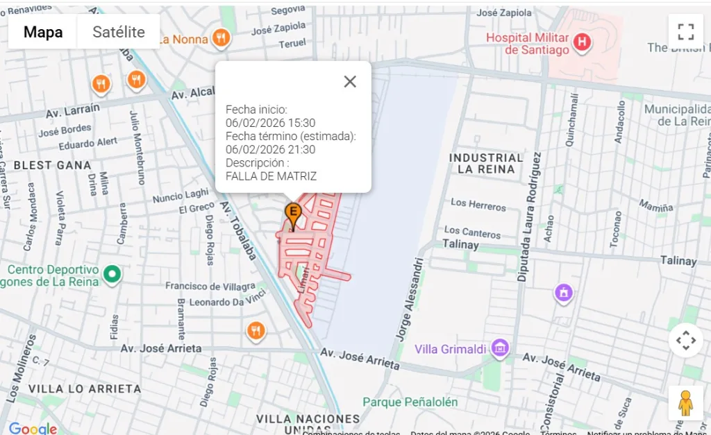 Corte de agua en Peñalolén