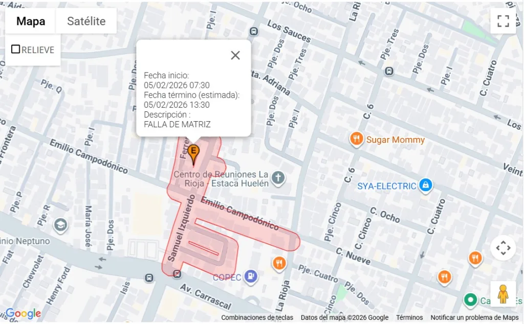 Interrupción en Quinta Normal