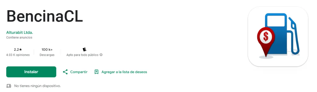 BencinaCL Play Store