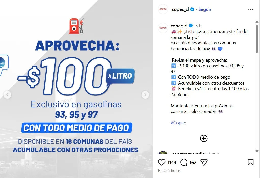 Descuentos en Bencina con Copec