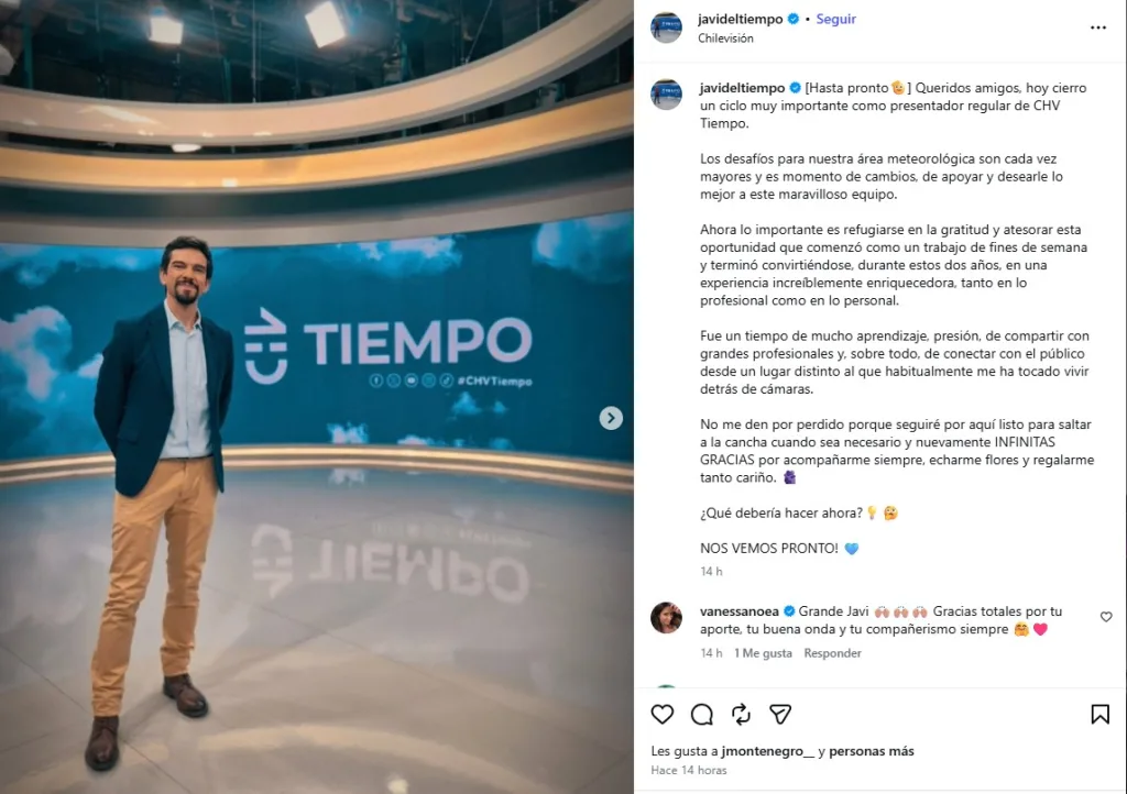 Javier Cordero Se Despide De Chilevisión
