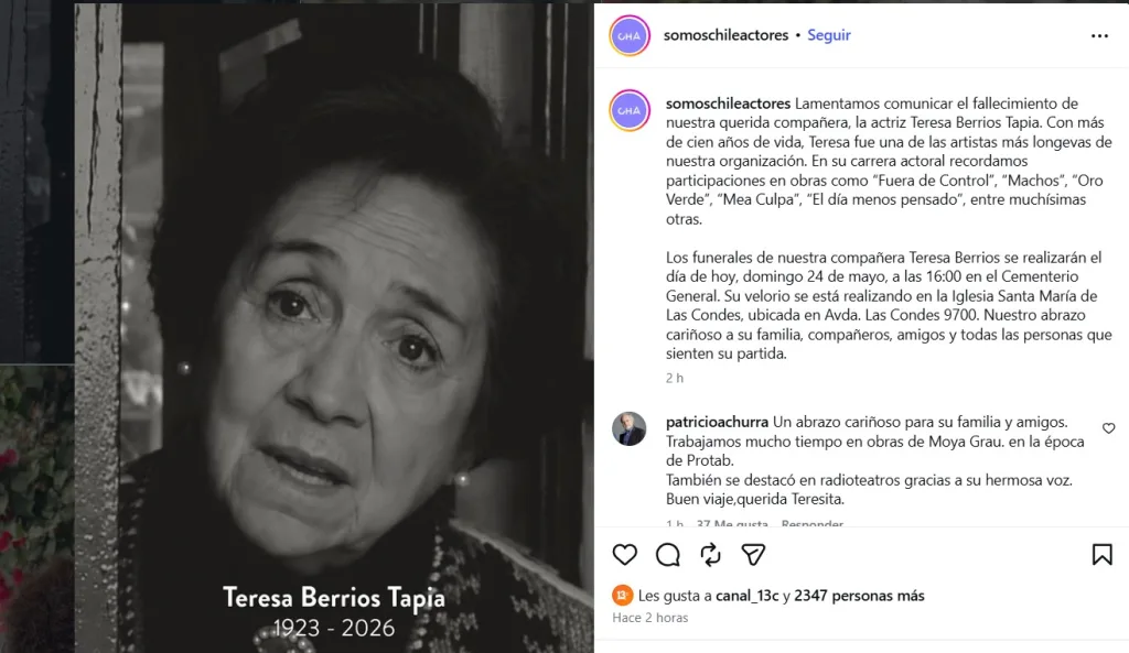 Muere Teresa Berrios Tapia