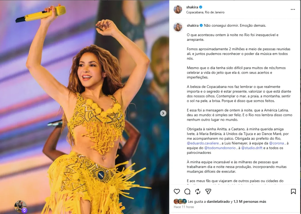 Shakira en Copacabana récord fans