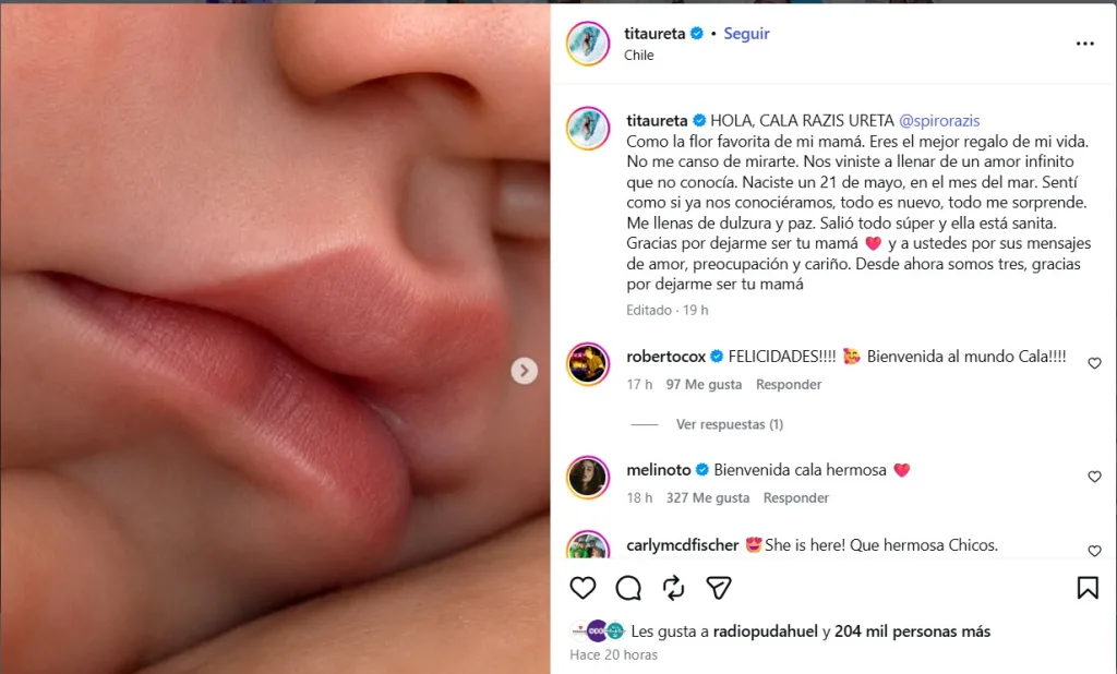 Tita Ureta Anuncia El Nacimiento De Su Primera Hija