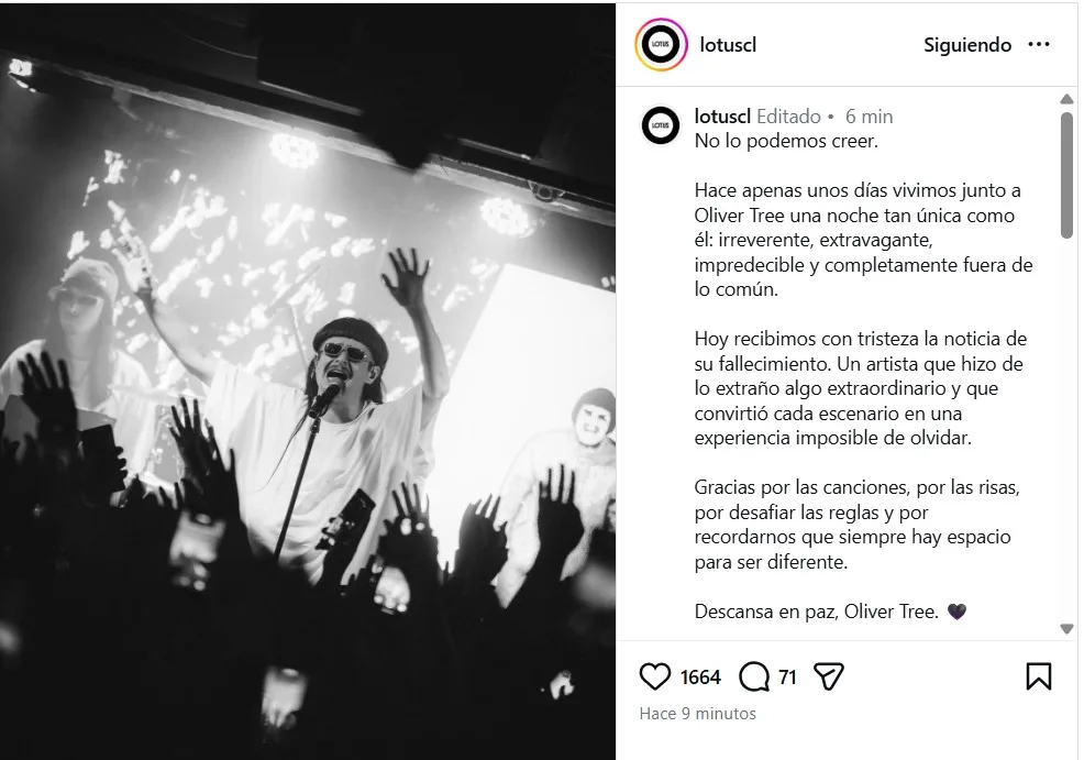 Productora Lotus Chile Publica Sus Condolencias Por La Muerte De Oliver Tree