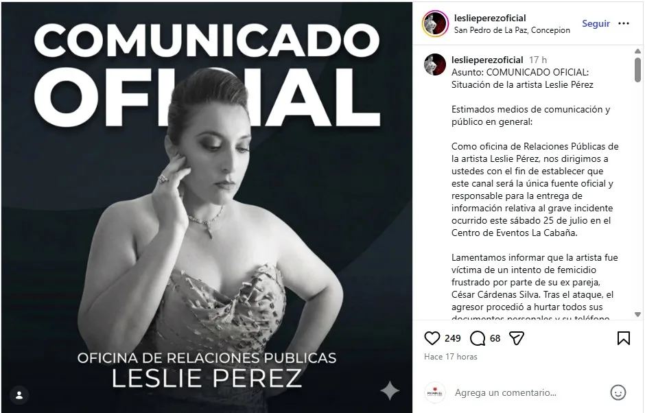 Equipo De Leslie Pérez Emite Comunicado Oficial Acerca De Su Estado De Salud