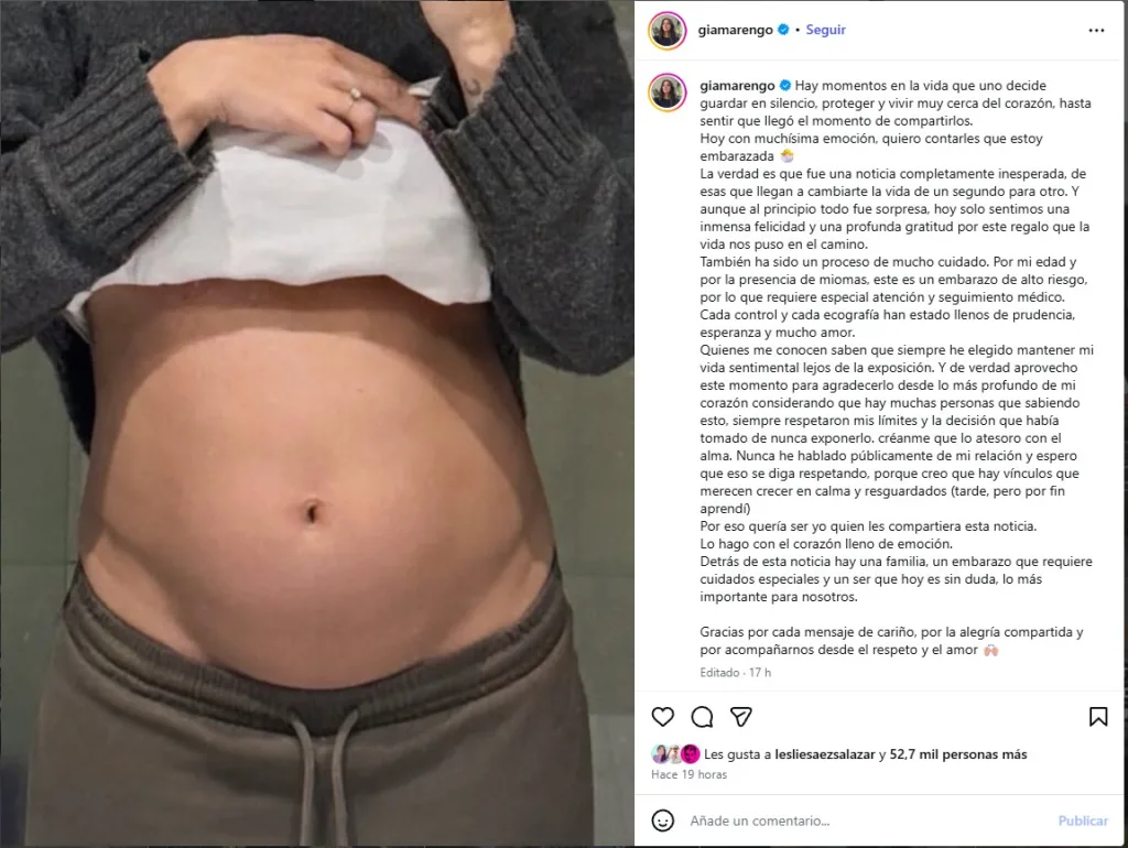 Giarella Marengo Anuncia Su Embarazo A Las 39 Años De Edad