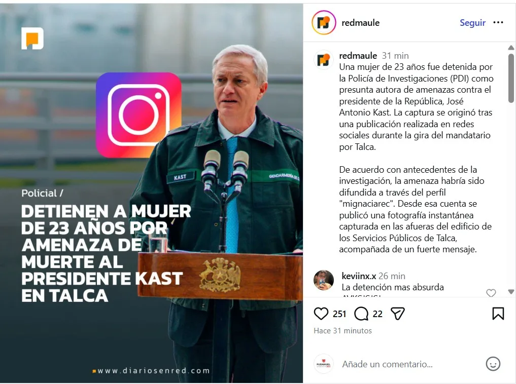 Amenazas Contra El Presidente José Antonio Kast