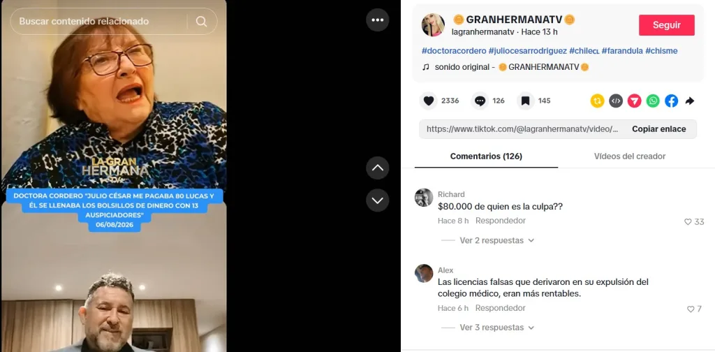 Doctora María Luisa Cordero Contra Julio César Rodríguez