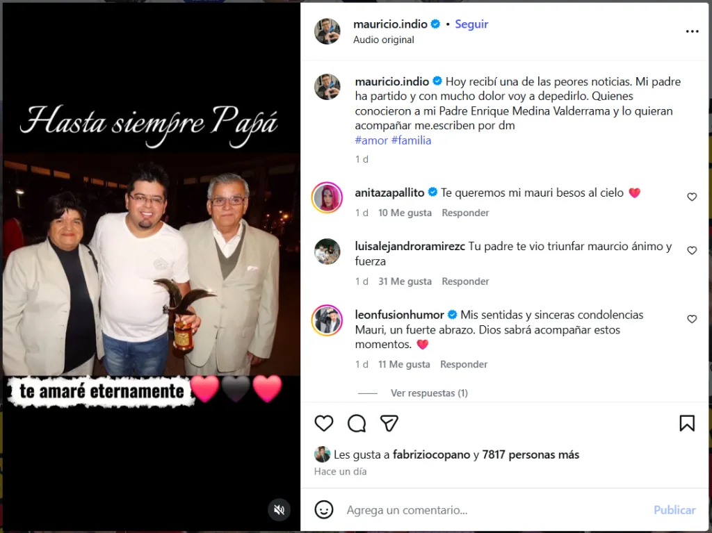 Comediante El Indio Anuncia La Muerte De Su Padre