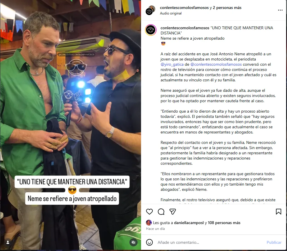 José Antonio Neme Respecto Al Accidente De Tránsito
