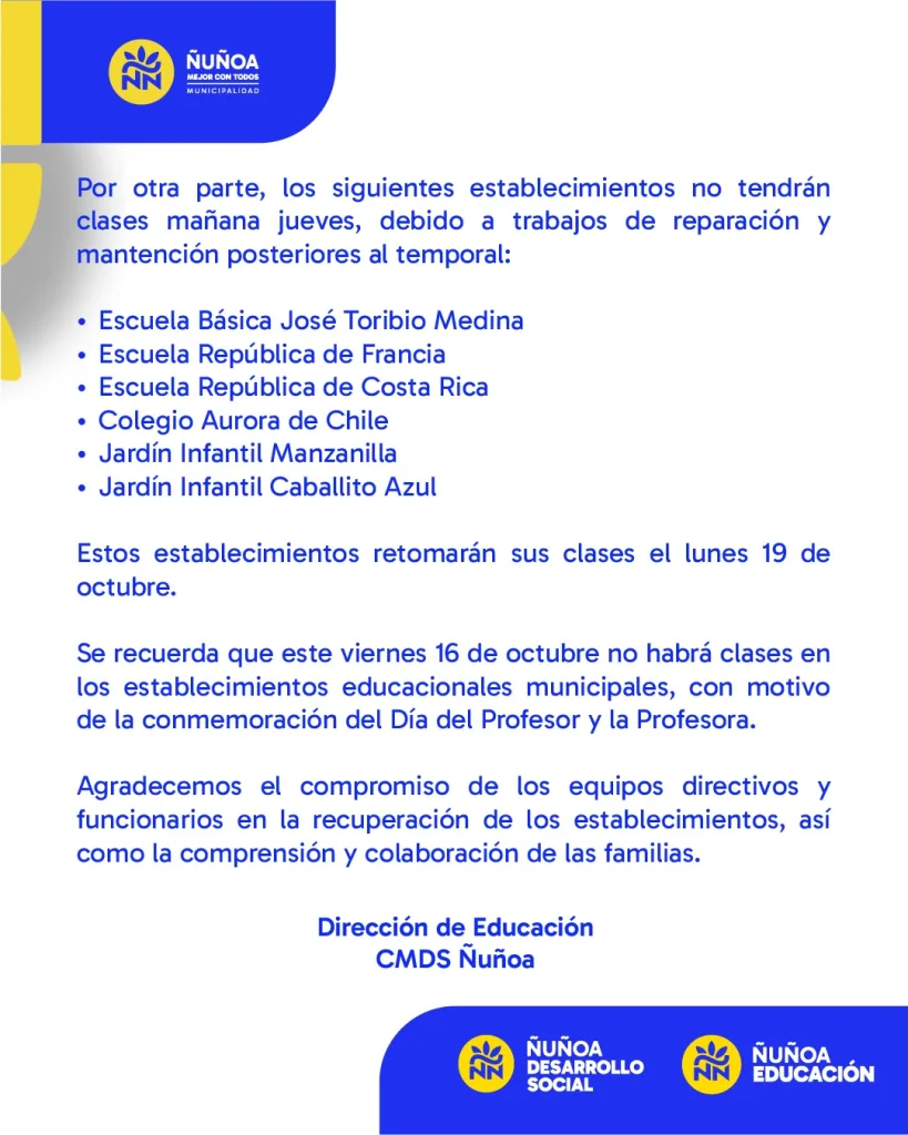 Suspensión De Clases En Ñuñoa