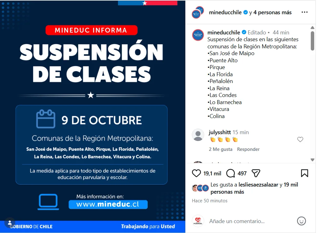 Suspensión De Clases En La Región Metropolitana